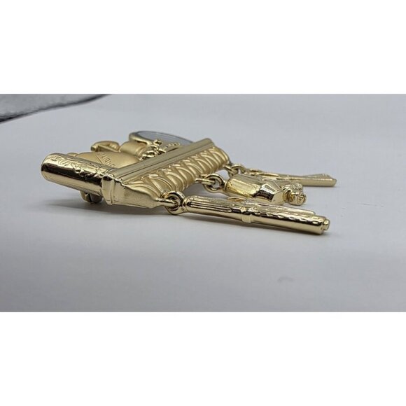 Danecraft Beautician Hair Dresser Brooch Gold Tone Salon Mirror Charms VTG - Picture 5 of 9